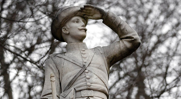 This Feb. 23, 2019 photog shows the Confederate soldier monument at the University of Mississippi in Oxford, Miss. The Associated Student Body Senate voted 47-0, Tuesday, March 5, 2019, for a resolution asking the university's administrators to move the statue to the Confederate cemetery, behind the Tad Smith Coliseum, also on campus. (AP Photo/Rogelio V. Solis)