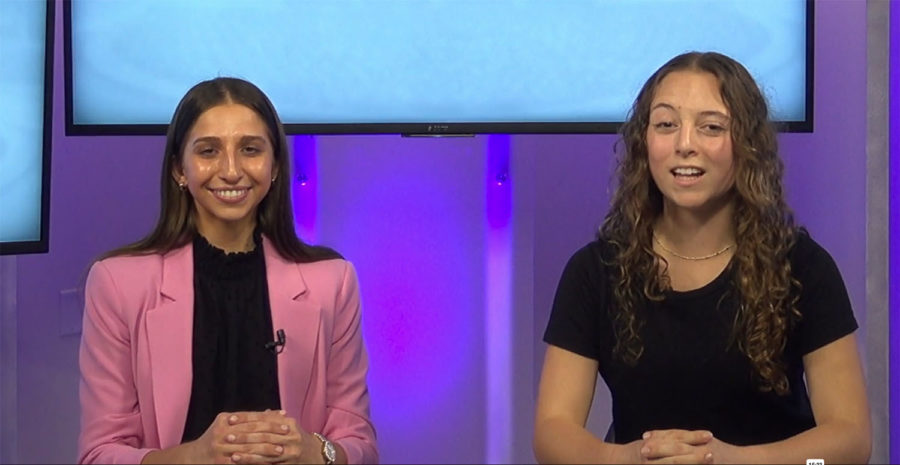 Macy Bayer and Mia Estrada host an edition of TCU News Now as part of the 2023 Schieffer Summer Journalism Workshop.