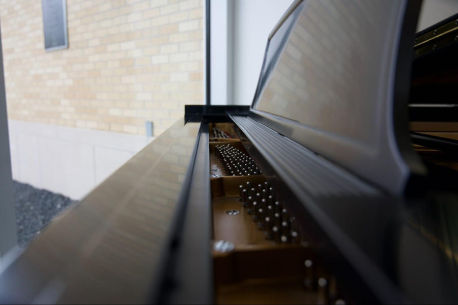 Piano in Van Cliburn Hall where winners will performer with Fort Worth Symphony Orchestra. (Samantha Reimers/Staff Photographer)