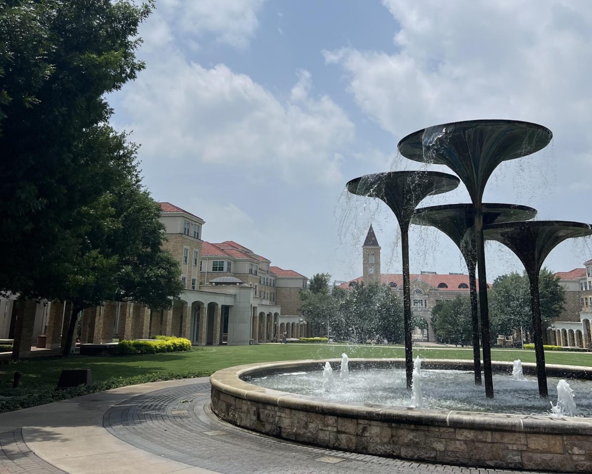 Frog Fountain is a distinguishing attraction on the TCU campus. 